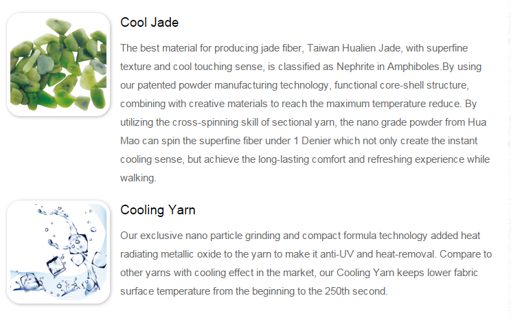 像Coolmax一样的T恤用的Cool Jade Yarn等