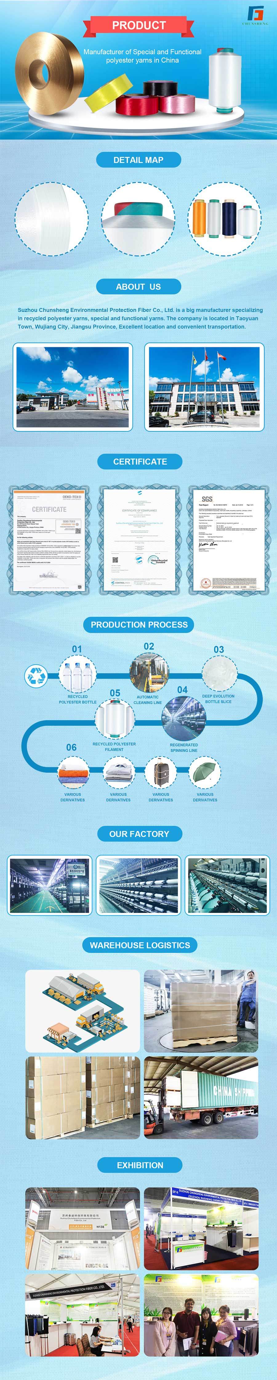 RPET；含Grs 1的100％消费后再生聚酯纱（FDY DTY POY）